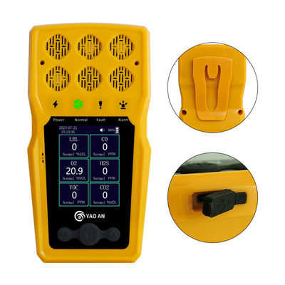 محلل غاز متعدد المحمول 6 في 1 EX CO2 CO2 O2 NO2 H2S VOC NH3 6 كاشف غاز مع مضخة